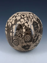Mata Ortiz Hand Coiled Dia De Los Muertos Etched Pottery - PuebloDirect.com