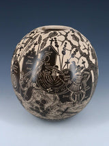 Mata Ortiz Hand Coiled Dia De Los Muertos Etched Pottery - PuebloDirect.com