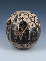 Mata Ortiz Hand Coiled Dia De Los Muertos Etched Pottery - PuebloDirect.com