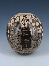 Mata Ortiz Hand Coiled Dia De Los Muertos Etched Pottery - PuebloDirect.com