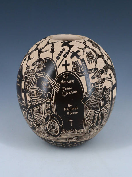 Mata Ortiz Hand Coiled Dia De Los Muertos Etched Pottery - PuebloDirect.com