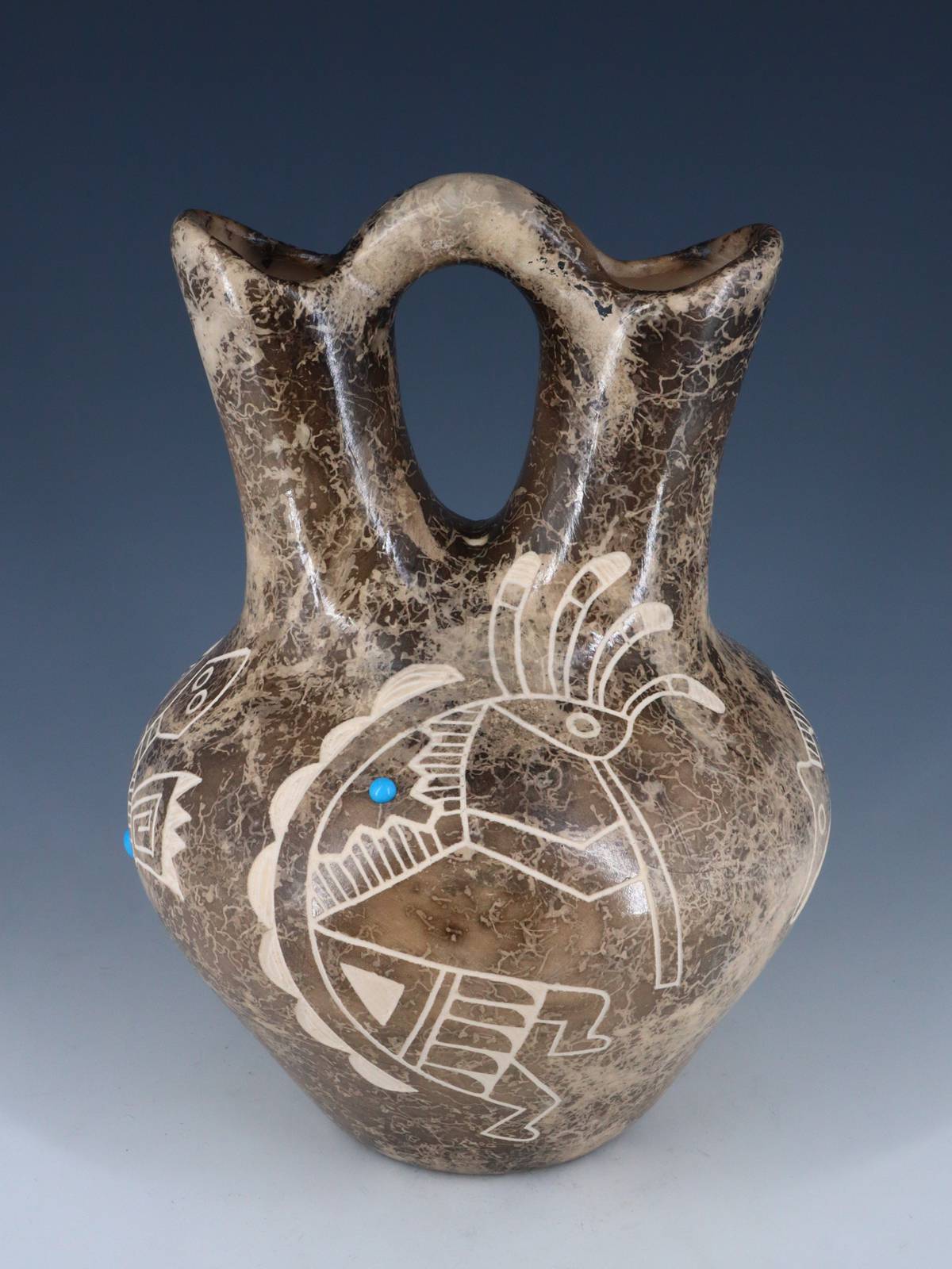 Acoma Etched Horsehair Wedding Vase Pottery - PuebloDirect.com