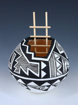 Acoma Style Painted Pueblo Hand Coiled Pottery with Ladder - PuebloDirect.com