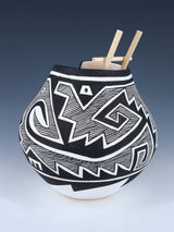 Acoma Style Painted Pueblo Hand Coiled Pottery with Ladder - PuebloDirect.com