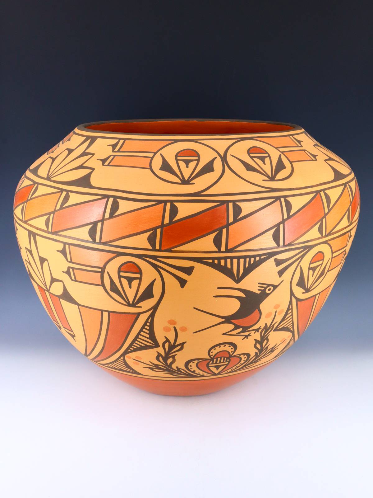 Estate Zia Pueblo Large Hand Coiled Parrot Pottery - PuebloDirect.com