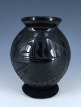 Mata Ortiz Hand Coiled Black Pottery Vase - PuebloDirect.com