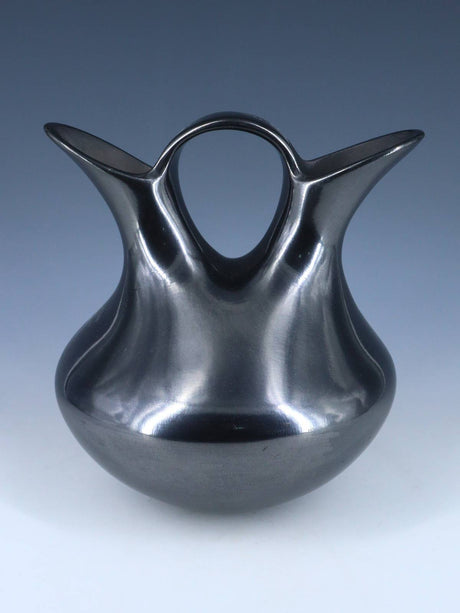 Mata Ortiz Hand Coiled Black Pottery Wedding Vase - PuebloDirect.com