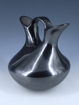 Mata Ortiz Hand Coiled Black Pottery Wedding Vase - PuebloDirect.com