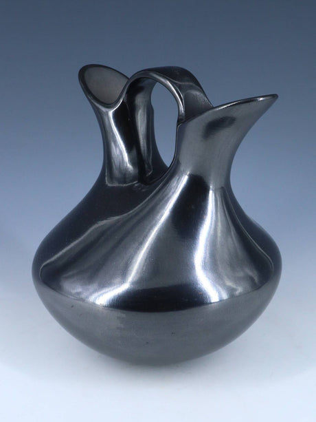 Mata Ortiz Hand Coiled Black Pottery Wedding Vase - PuebloDirect.com