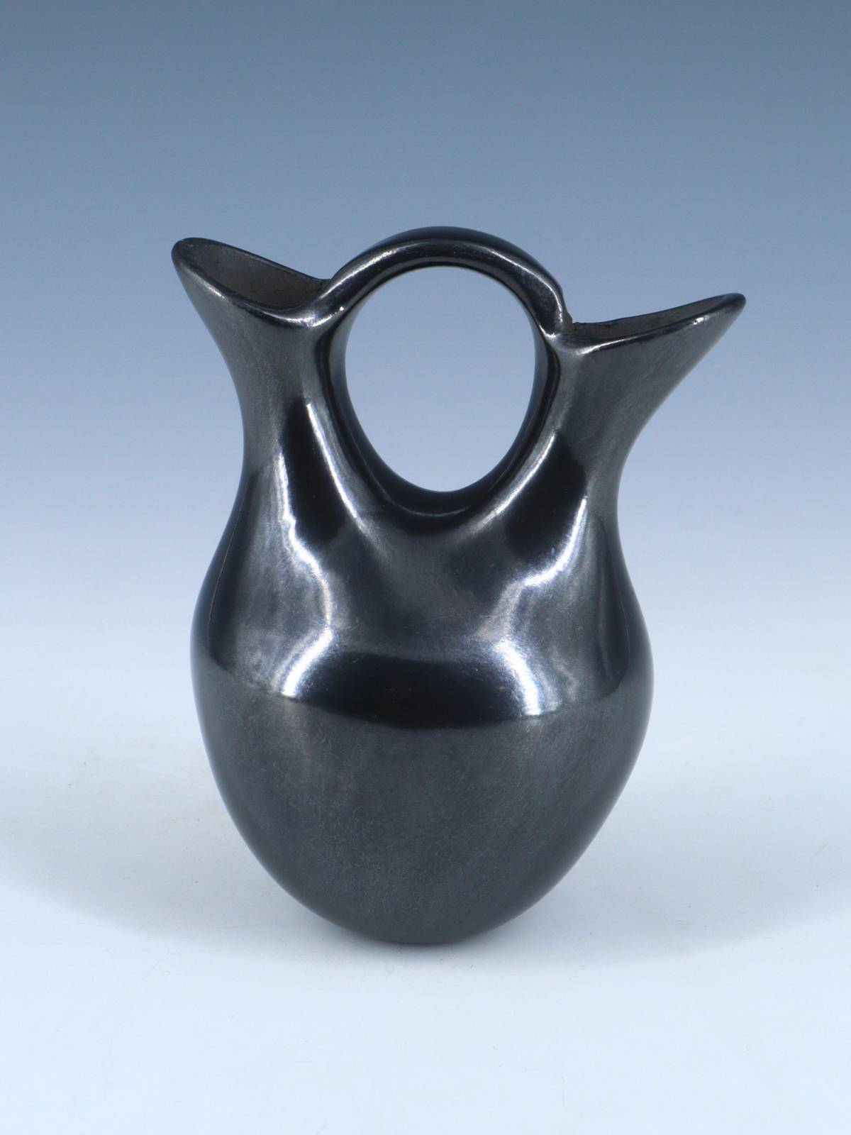 Mata Ortiz Hand Coiled Black Pottery Wedding Vase - PuebloDirect.com