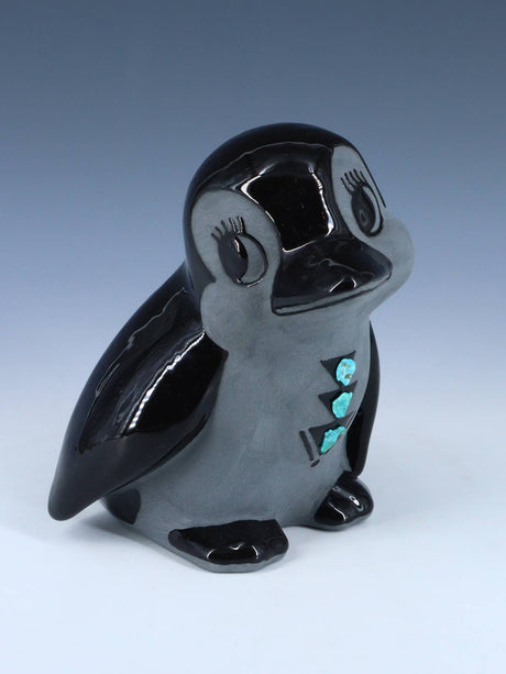 San Juan Pueblo Black Pottery Penguin - PuebloDirect.com