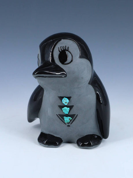 San Juan Pueblo Black Pottery Penguin - PuebloDirect.com