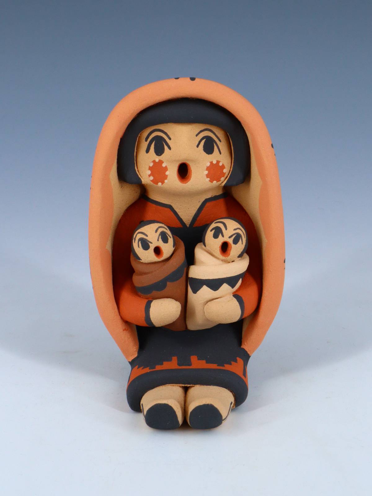 Jemez Pueblo Pottery Two Baby Storyteller - PuebloDirect.com
