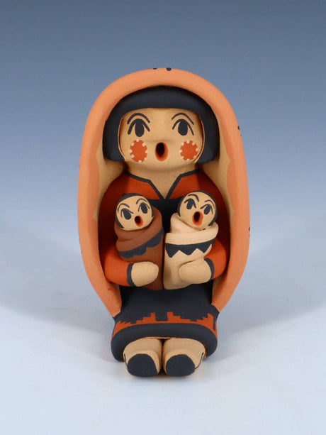 Jemez Pueblo Pottery Two Baby Storyteller - PuebloDirect.com