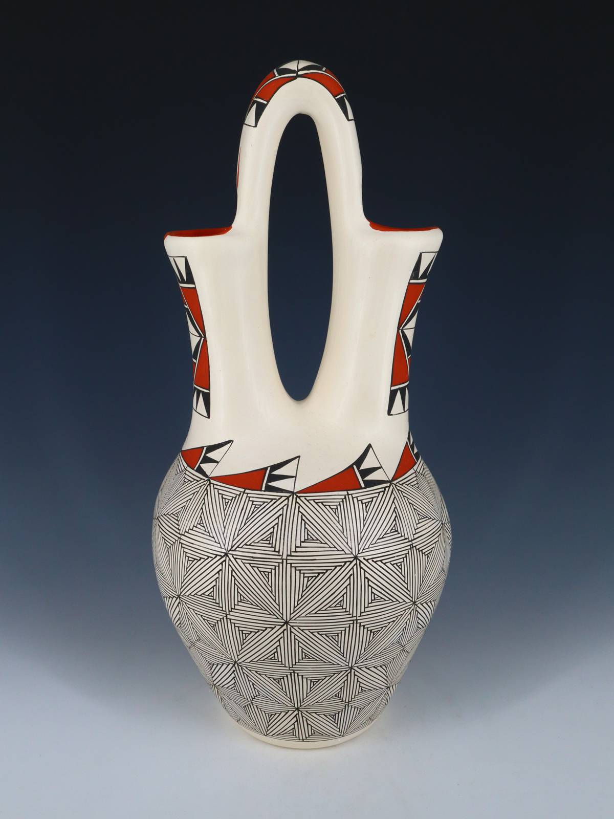 Large Acoma Pueblo Fine Line Design Pottery Wedding Vase - PuebloDirect.com