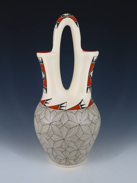 Large Acoma Pueblo Fine Line Design Pottery Wedding Vase - PuebloDirect.com