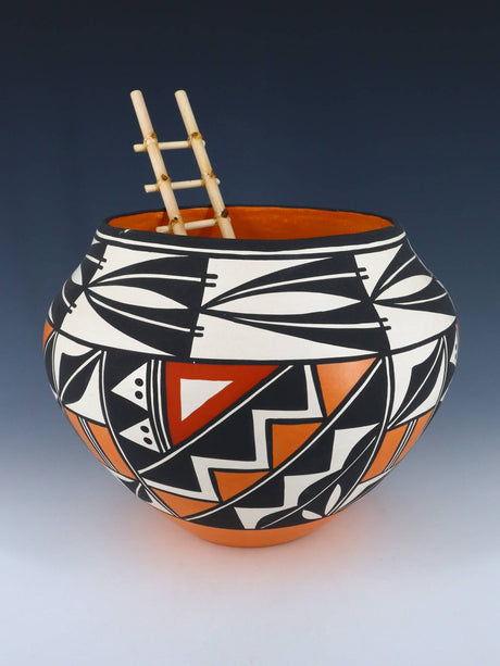 Acoma Pueblo Hand Painted Pottery With Ladder - PuebloDirect.com