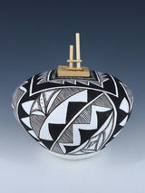 Acoma Style Painted Pueblo Hand Coiled Pottery with Ladder - PuebloDirect.com