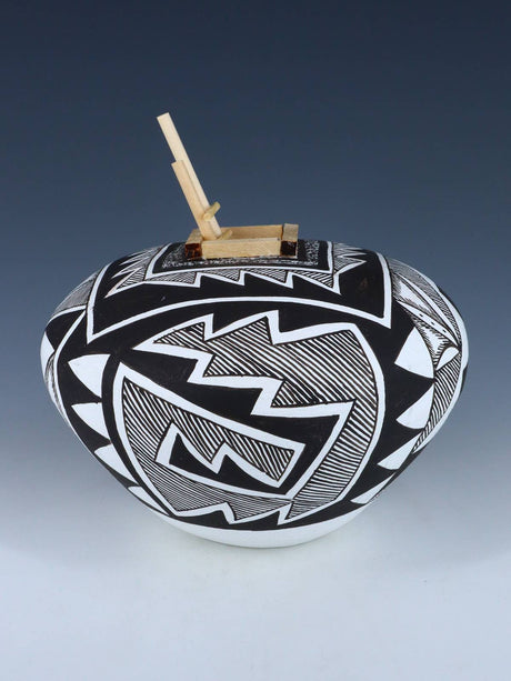 Acoma Style Painted Pueblo Hand Coiled Pottery with Ladder - PuebloDirect.com
