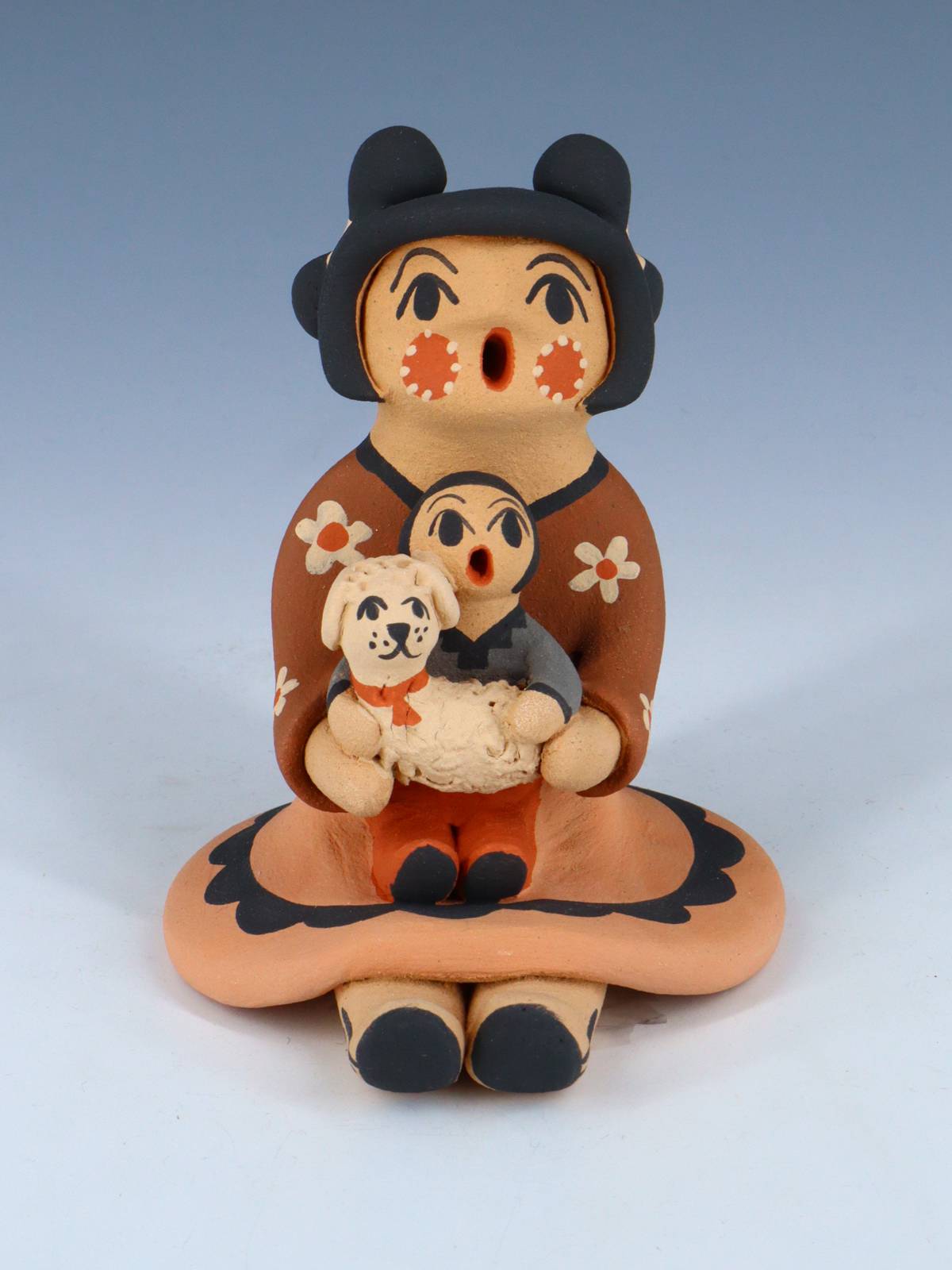 Jemez Pueblo Pottery One Baby And Dog Storyteller - PuebloDirect.com