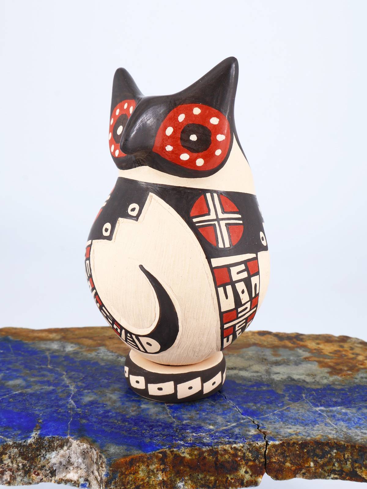 Mata Ortiz Hand Coiled Pottery Miniature Owl - PuebloDirect.com