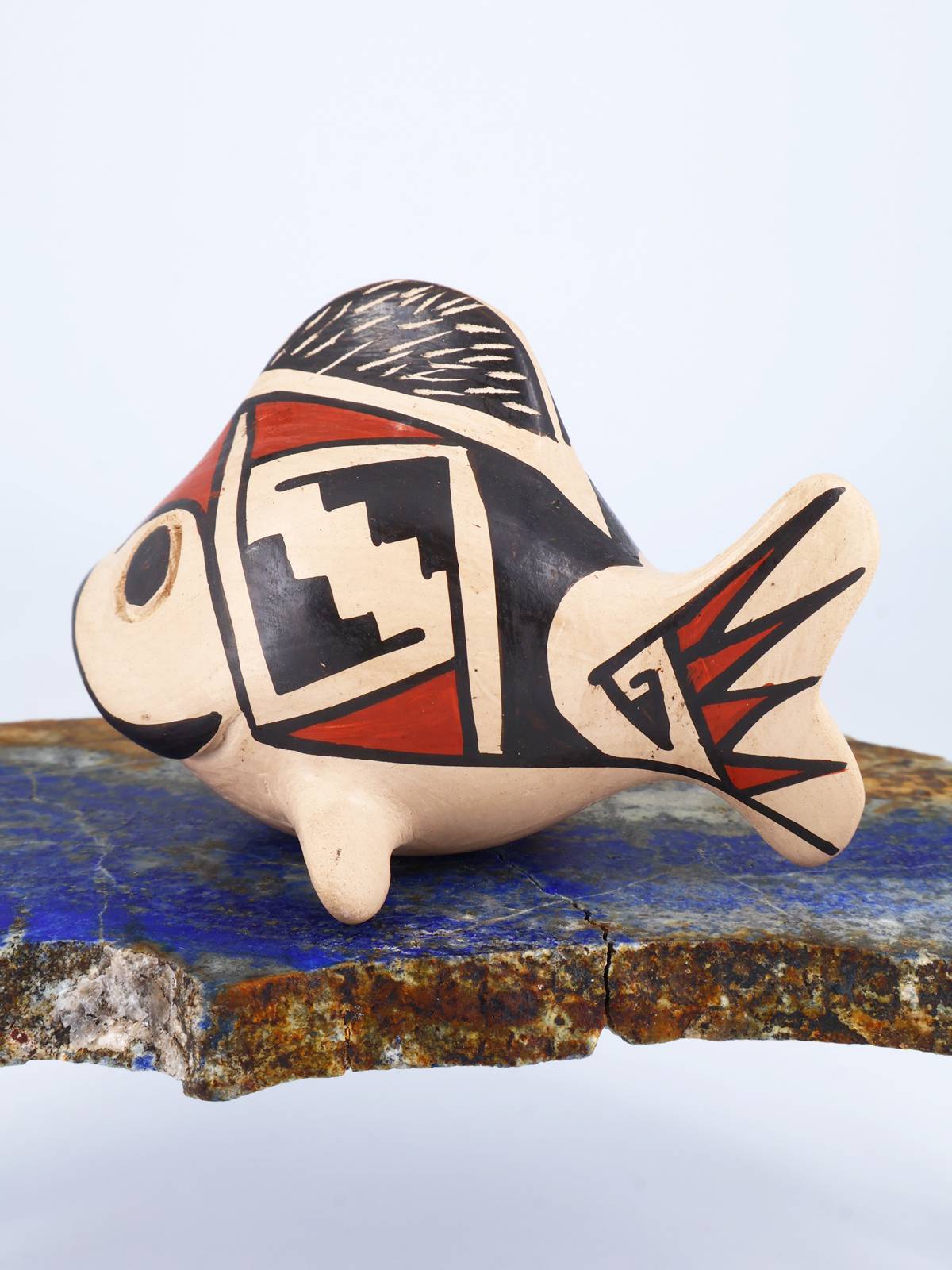 Miniature Mata Ortiz Hand Coiled Fish Effigy Pottery