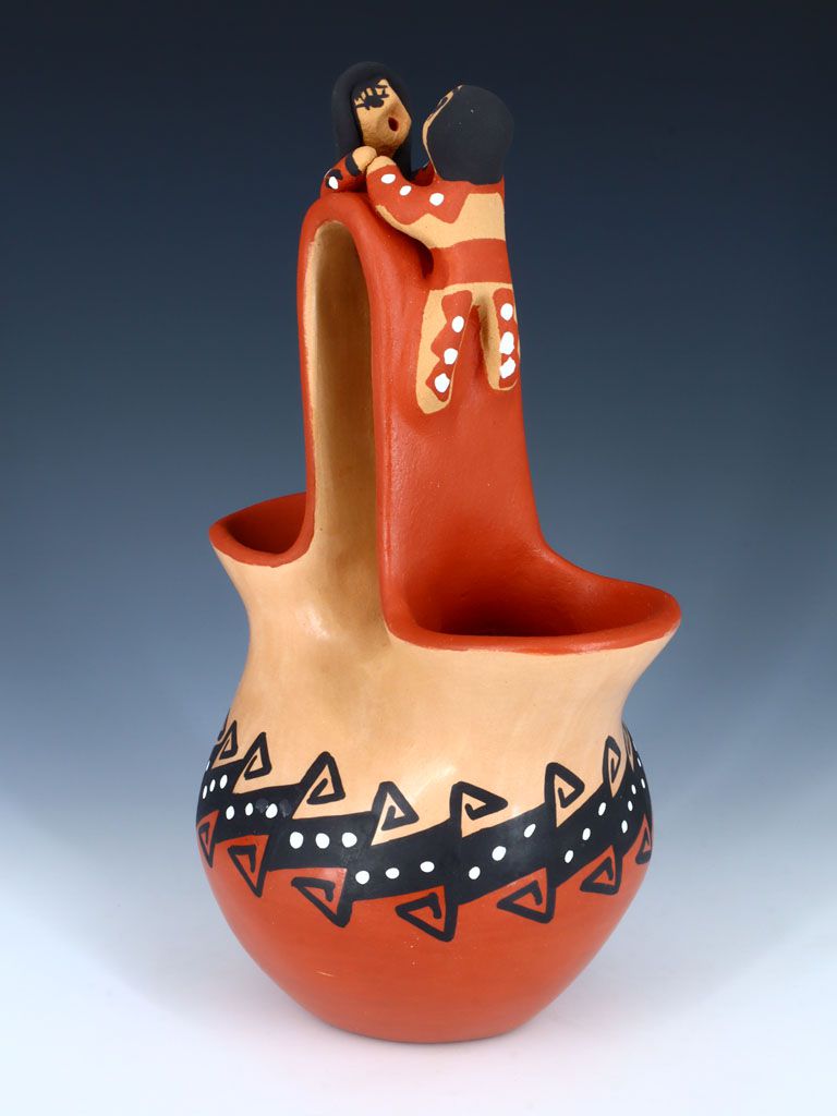 Jemez Pueblo Hand Coiled Pottery Storyteller Wedding Vase - PuebloDirect.com