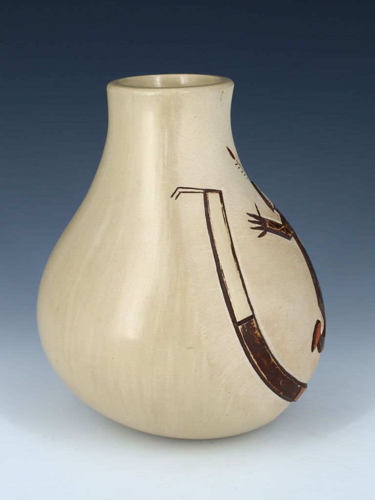 Hopi Hand Coiled Pottery Carved Yei Vase - PuebloDirect.com