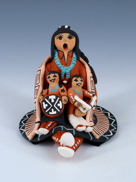 Jemez Pueblo Pottery Two Baby Storyteller Doll - PuebloDirect.com