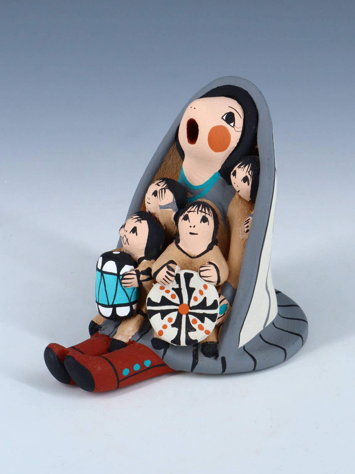 Jemez Pueblo Pottery Four Baby Storyteller Doll