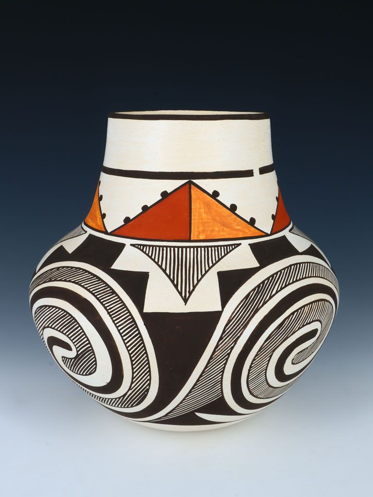Laguna Acoma Pueblo Hand Coiled Pottery Olla - PuebloDirect.com