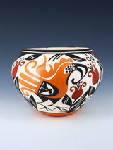 Acoma Pueblo Hand Painted Parrot Pottery Bowl - PuebloDirect.com