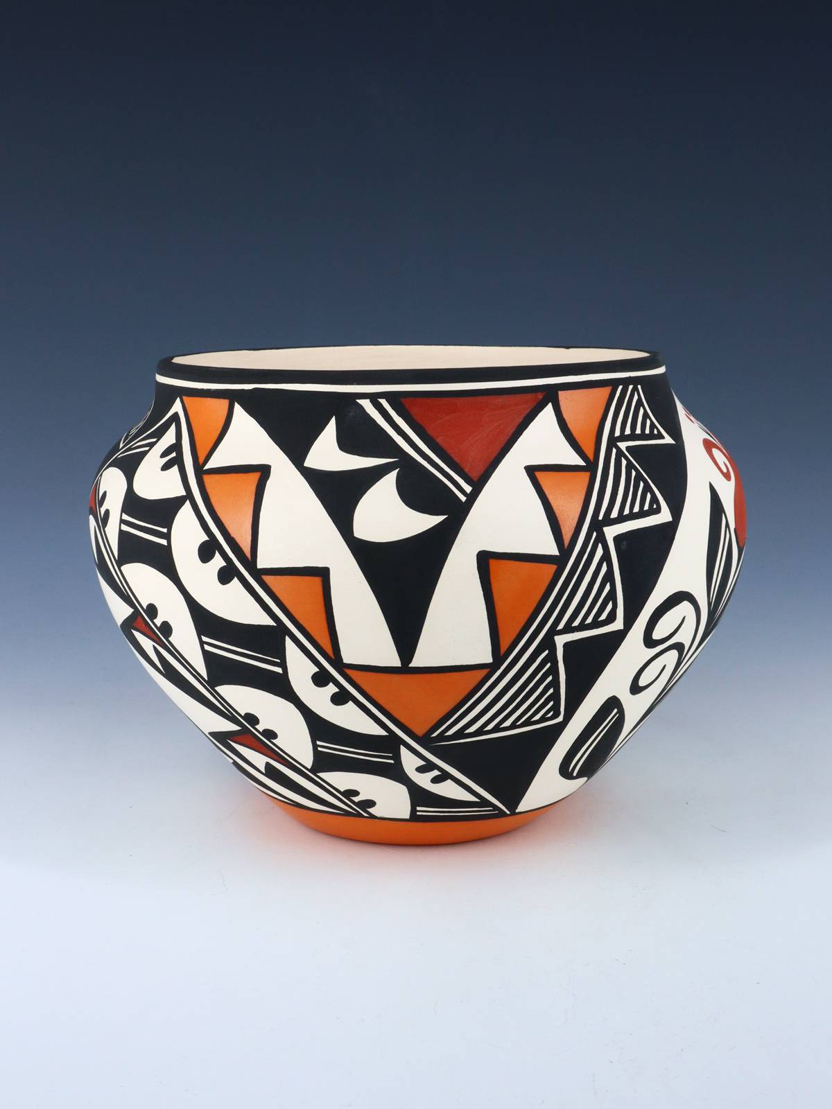 Acoma Pueblo Hand Painted Parrot Pottery Bowl - PuebloDirect.com