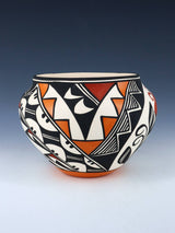 Acoma Pueblo Hand Painted Parrot Pottery Bowl - PuebloDirect.com