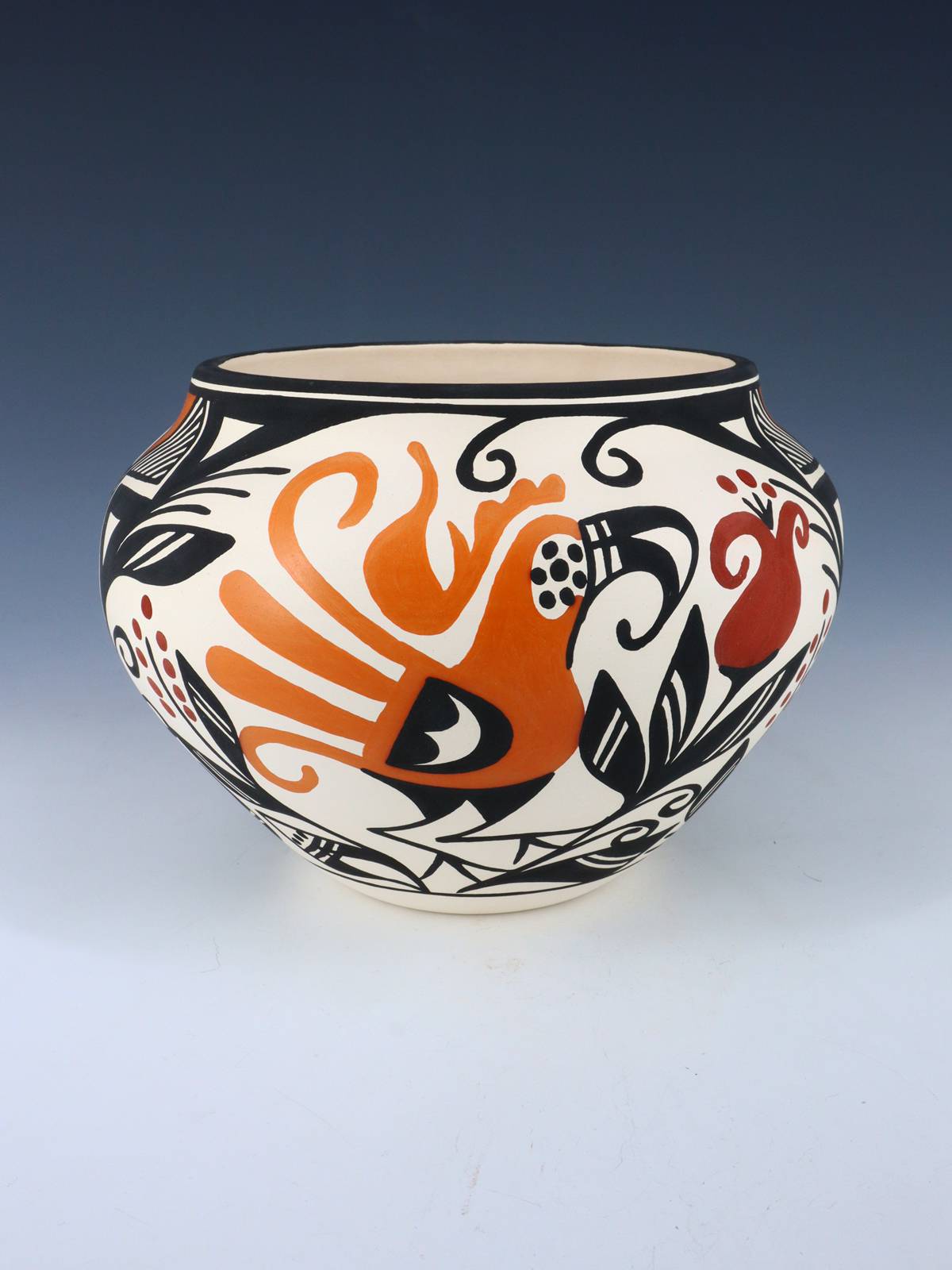 Acoma Pueblo Hand Painted Parrot Pottery Bowl - PuebloDirect.com