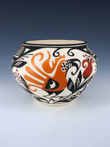 Acoma Pueblo Hand Painted Parrot Pottery Bowl - PuebloDirect.com