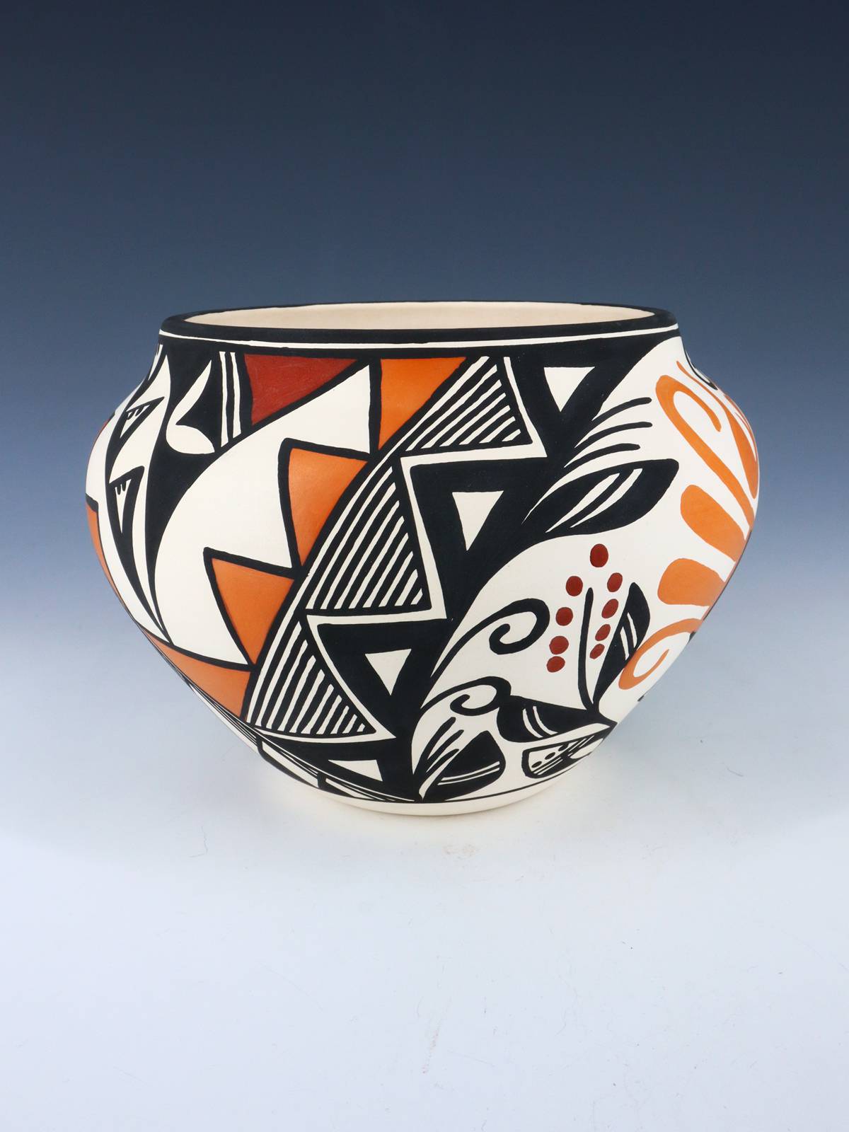 Acoma Pueblo Hand Painted Parrot Pottery Bowl - PuebloDirect.com