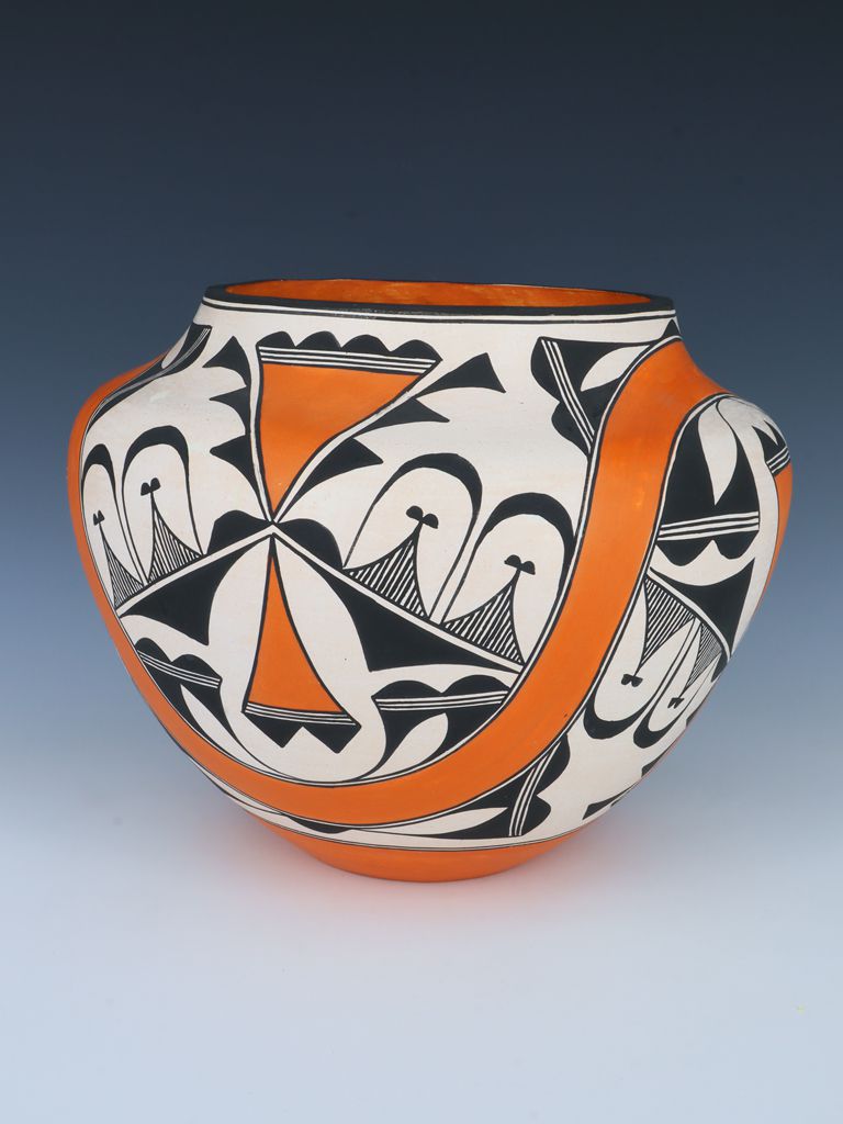 Acoma Pueblo Hand Coiled Parrot Pottery Olla - PuebloDirect.com