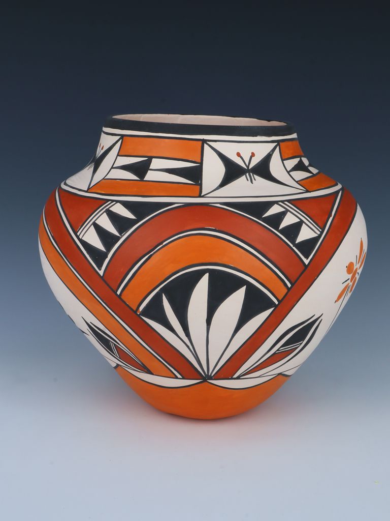 Acoma Pueblo Hand Coiled Parrot Pottery Olla - PuebloDirect.com
