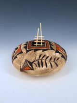 Acoma Style Painted Pueblo Hand Coiled Pottery with Ladder