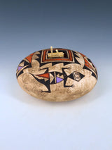 Acoma Style Painted Pueblo Hand Coiled Pottery with Ladder