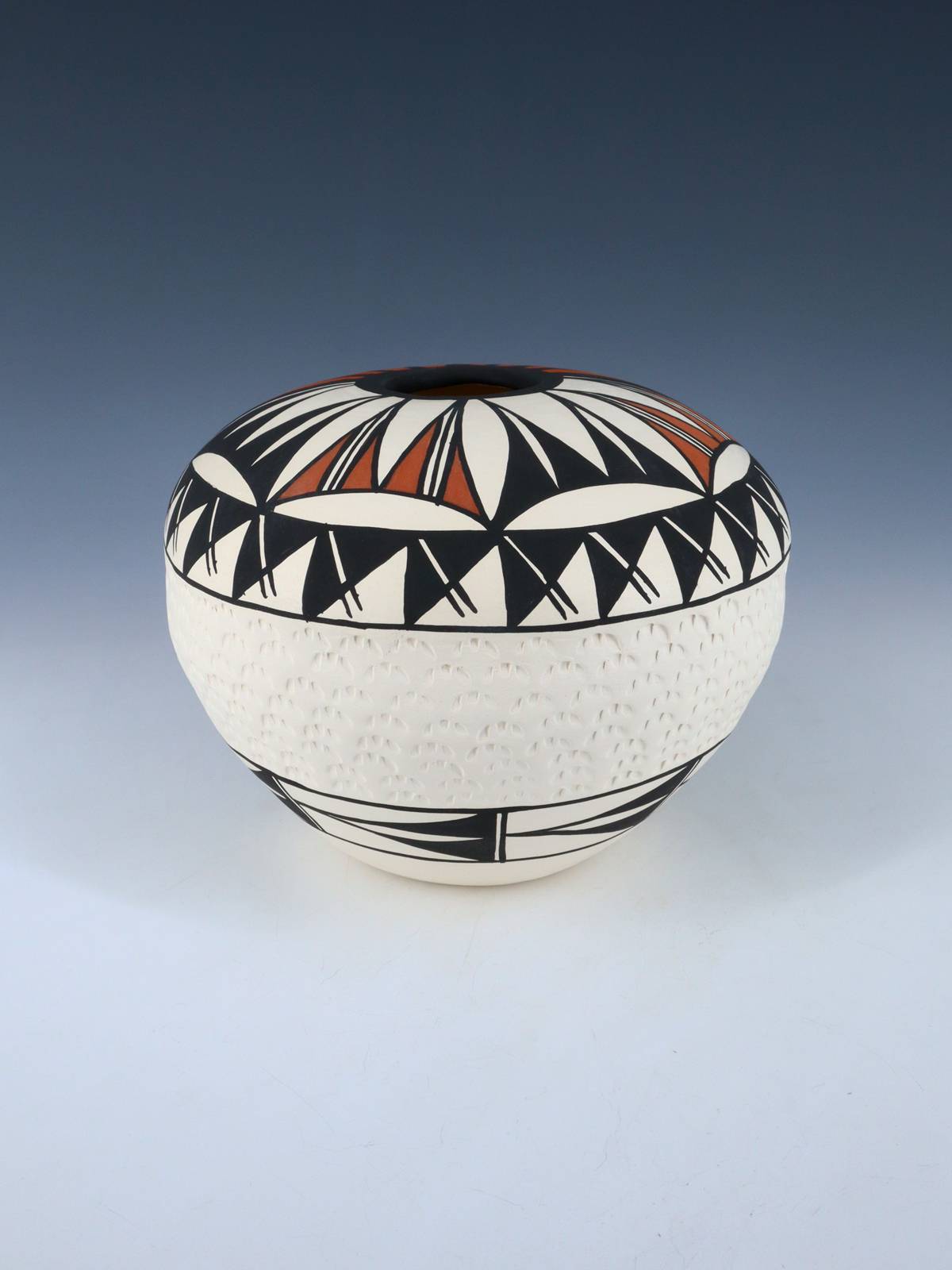 Acoma Pueblo Hand Painted Pottery Seed Pot
