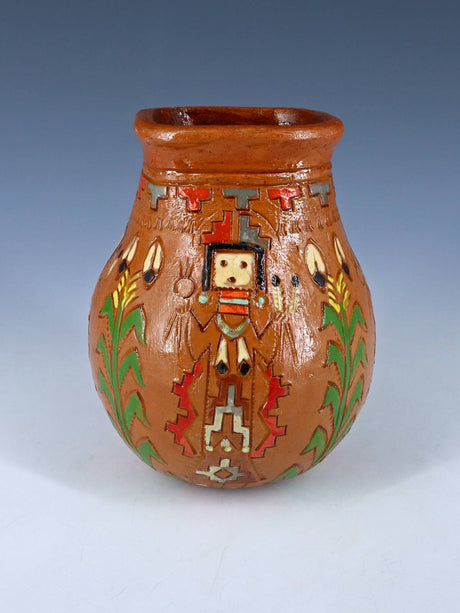 Navajo Pine Pitch Pottery Yei Vase
