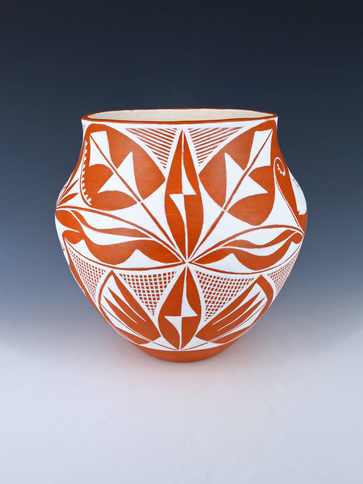 Acoma Pueblo Hand Coiled Painted Pottery Bowl