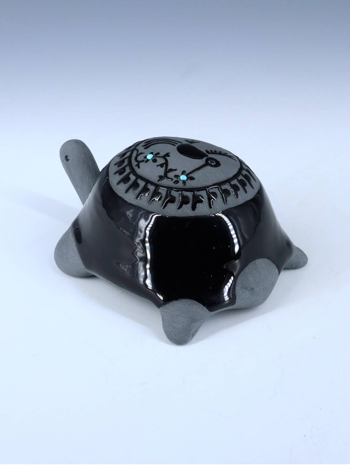 San Juan Pueblo Black Pottery Turtle