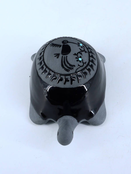 San Juan Pueblo Black Pottery Turtle