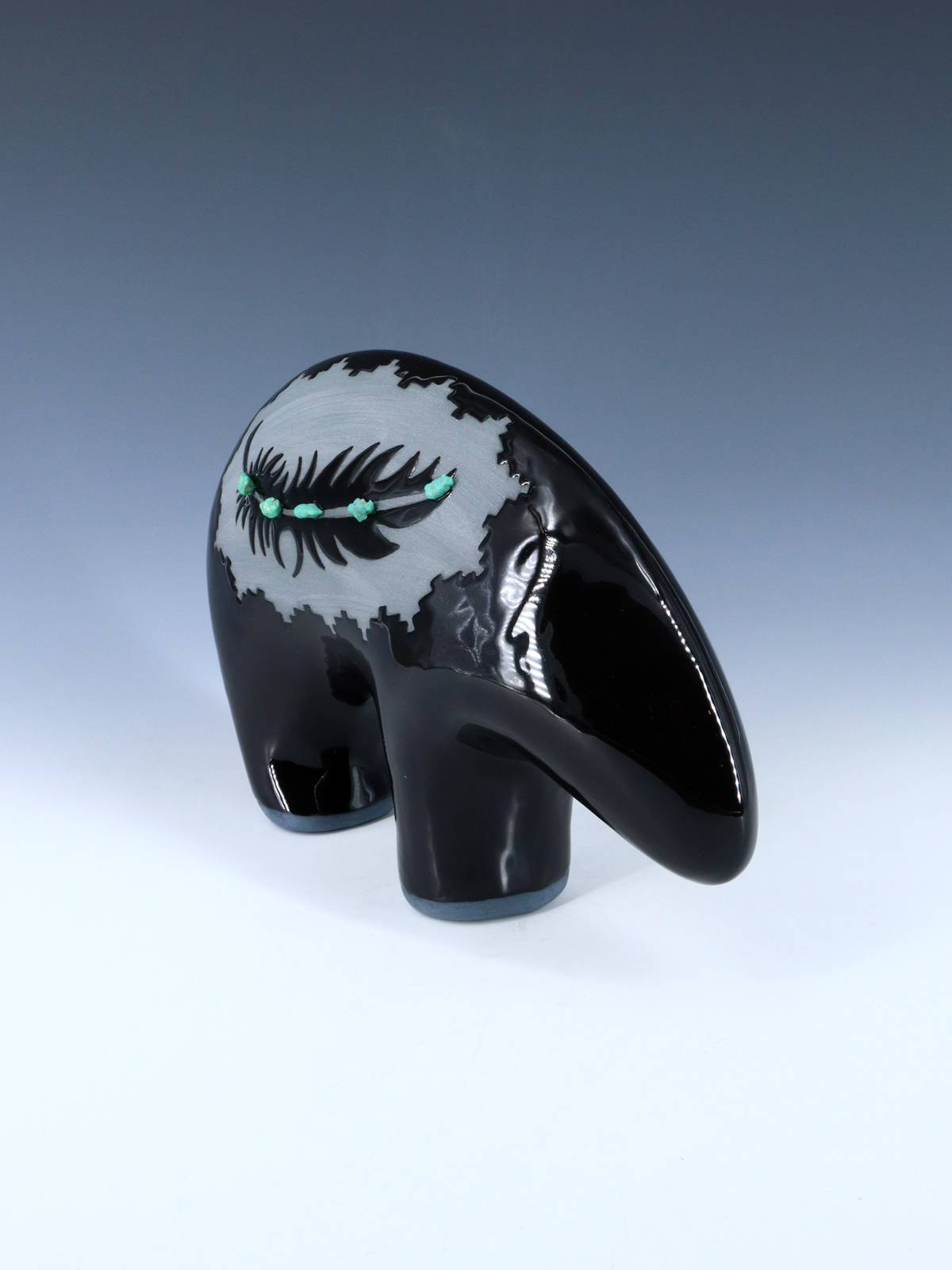 San Juan Pueblo Black Pottery Bear