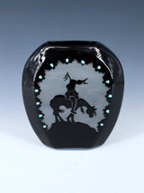 San Juan Pueblo End of the Trail Black Pottery Pillow Pot