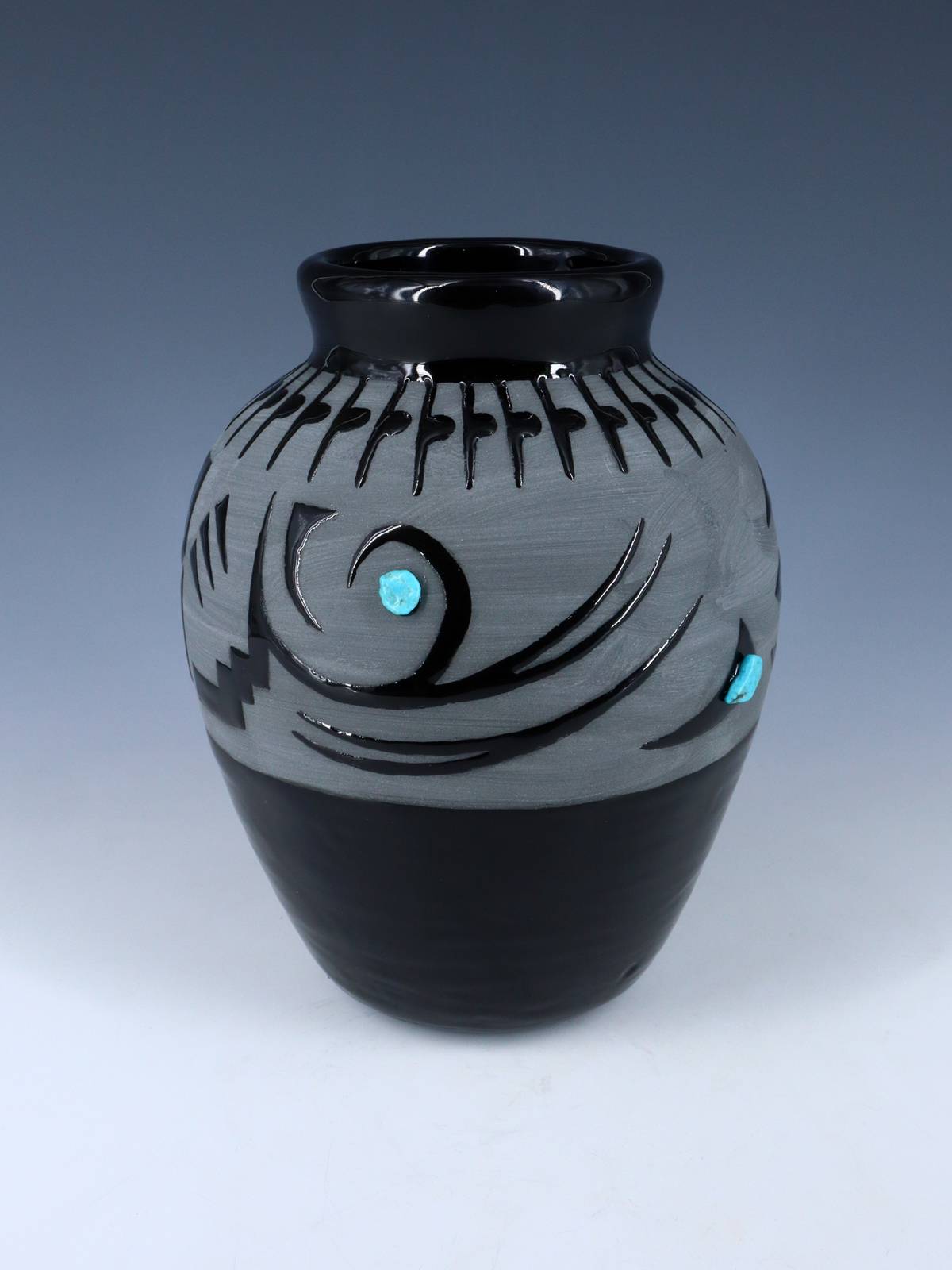 San Juan Pueblo Black Pottery Vase