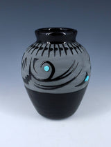 San Juan Pueblo Black Pottery Vase